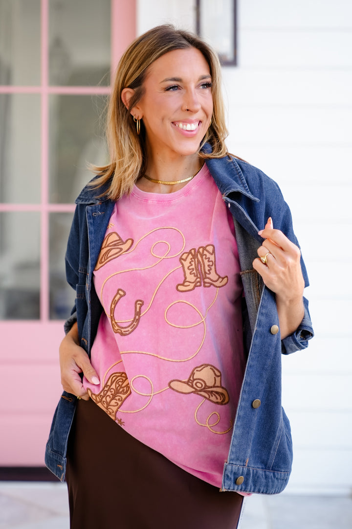 Western Puff Print Short Sleeve Graphic Tee