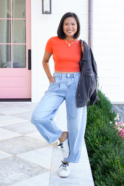 Short Sleeve Open Back Crop Top