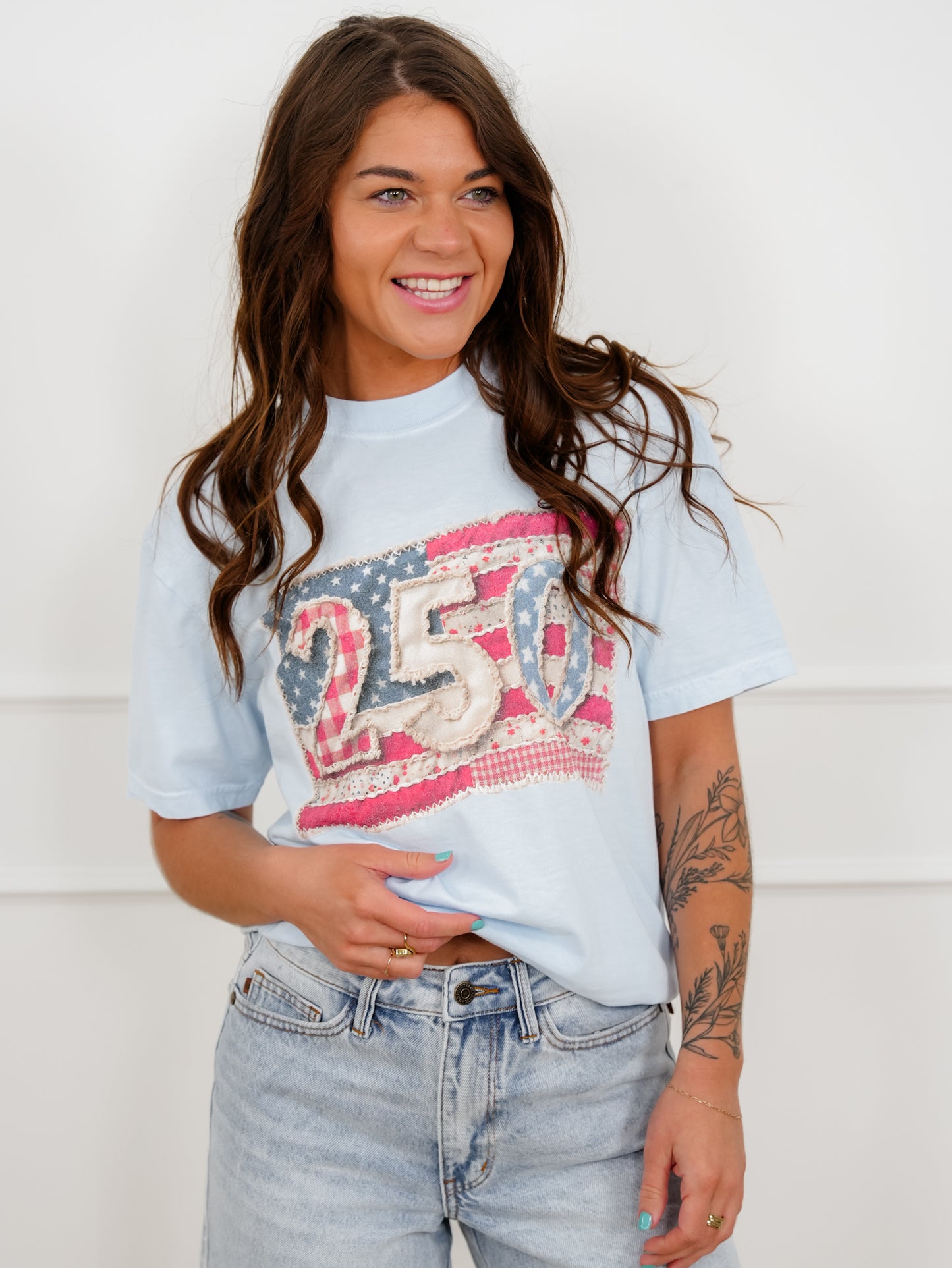 Plus/Reg Short Sleeve 250 Years American Flag Graphic Tee