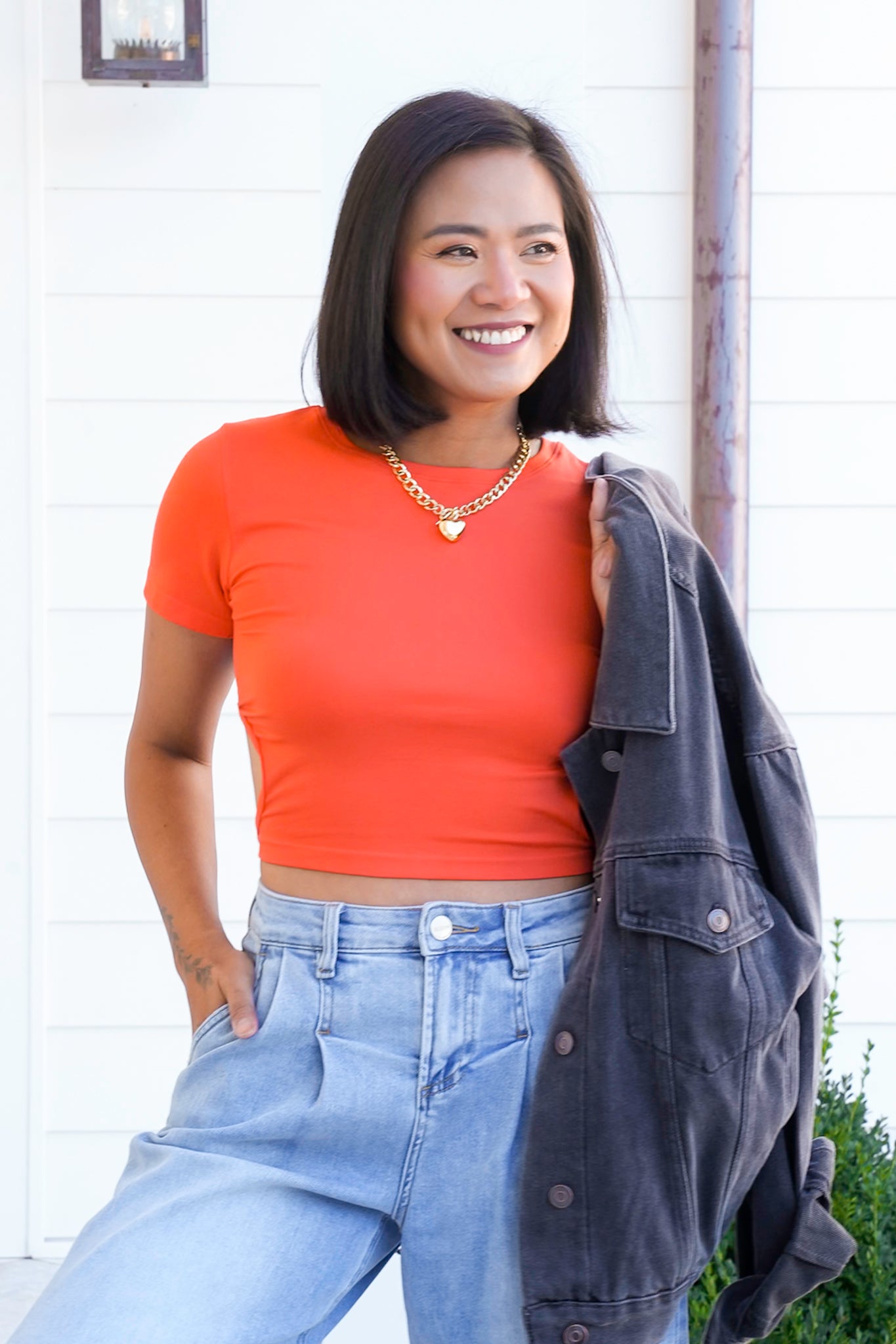 Short Sleeve Open Back Crop Top