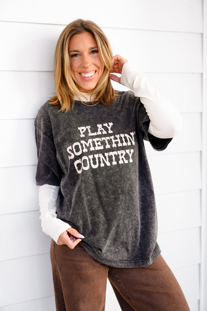 Short Sleeve "Play Something Country" Graphic Tee