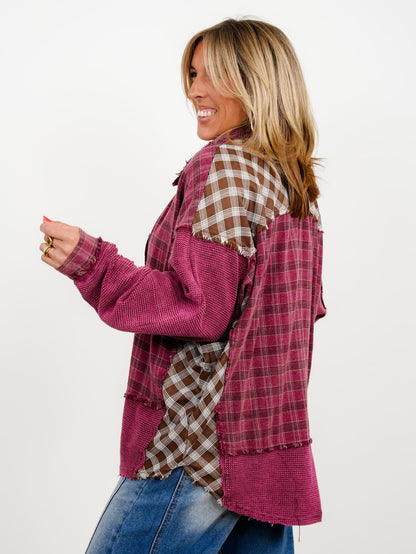 Plaid Long Sleeve Button Down Top