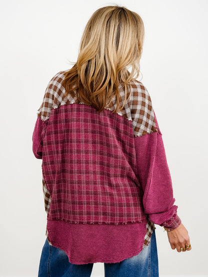 Plaid Long Sleeve Button Down Top
