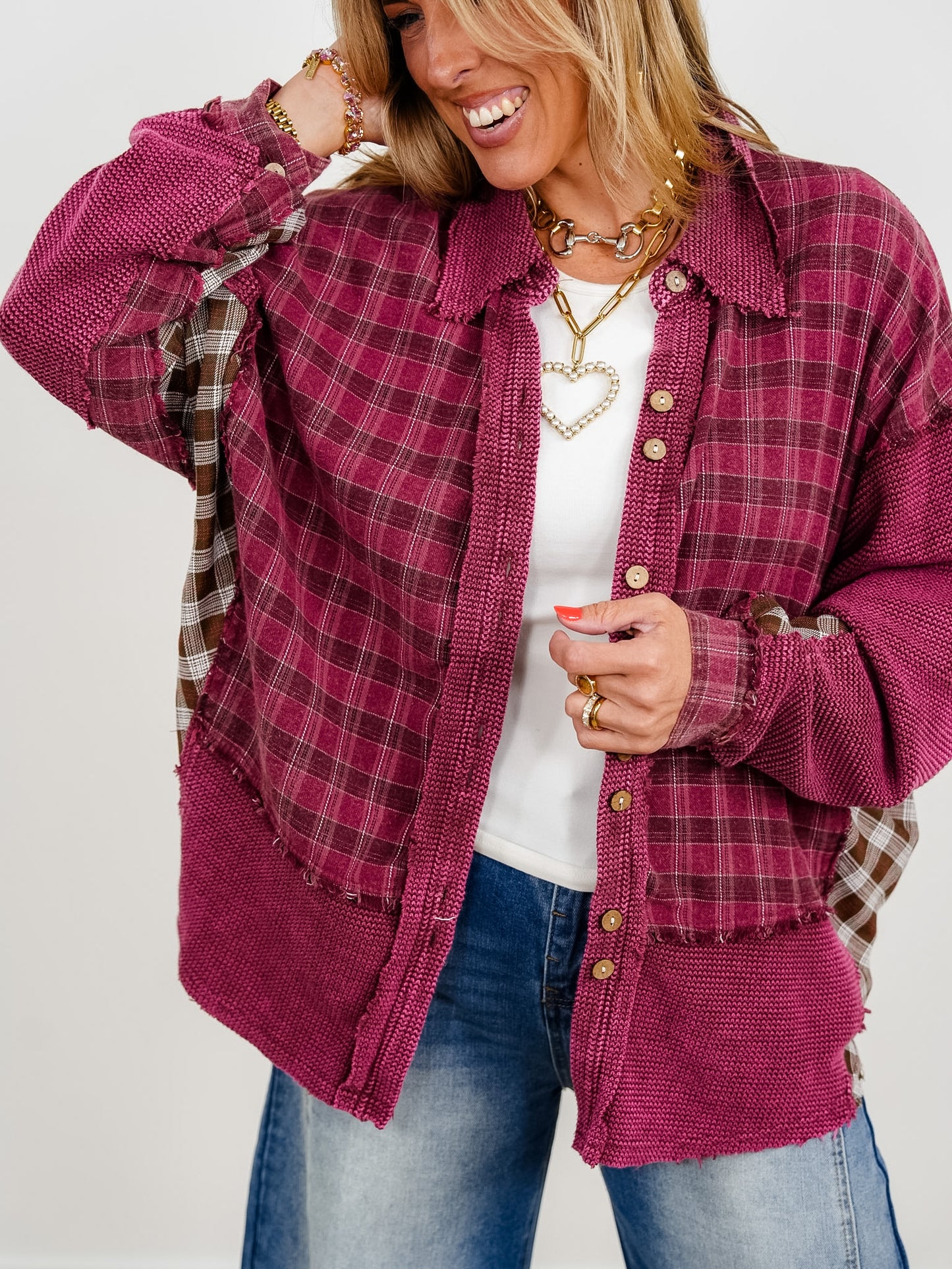 Plaid Long Sleeve Button Down Top