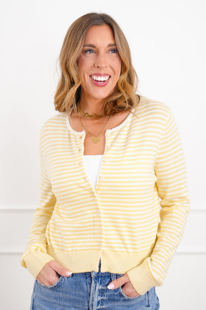Restock! Stripe Long Sleeve Button Up Cardigan Sweater