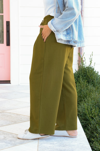 Elastic Waist Wide Leg Sweatpants