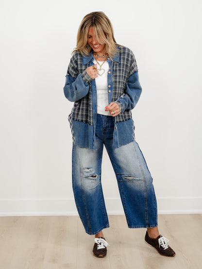 Plaid Long Sleeve Button Down Top