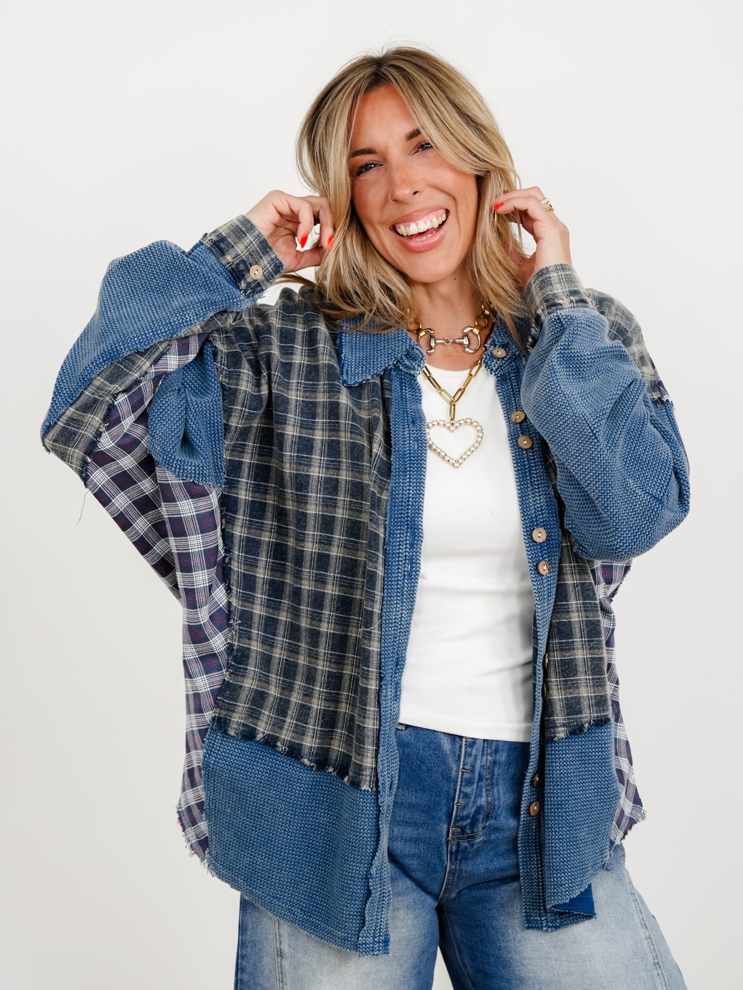 Plaid Long Sleeve Button Down Top