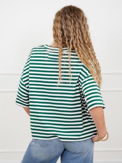 Stripe Short Sleeve Round Neck Top