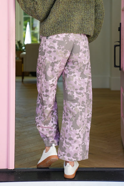 Washed Pink Camo Barrel Jeans