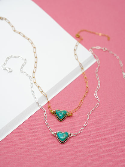 BOHO SOL Single Heart Stone Necklace