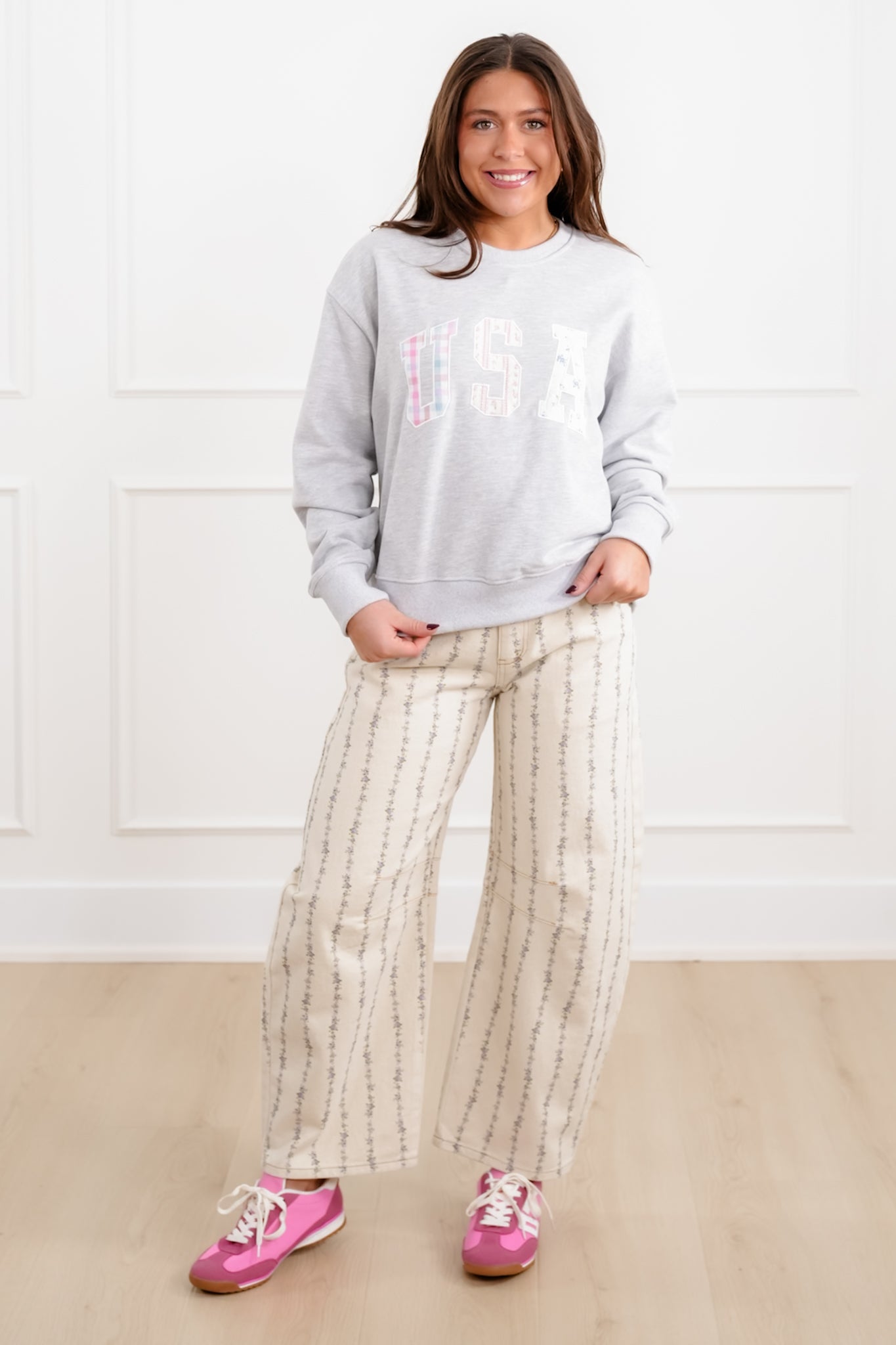 Long Sleeve Patchwork USA Pullover