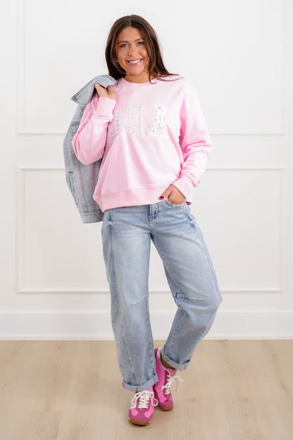 Long Sleeve Patchwork USA Pullover