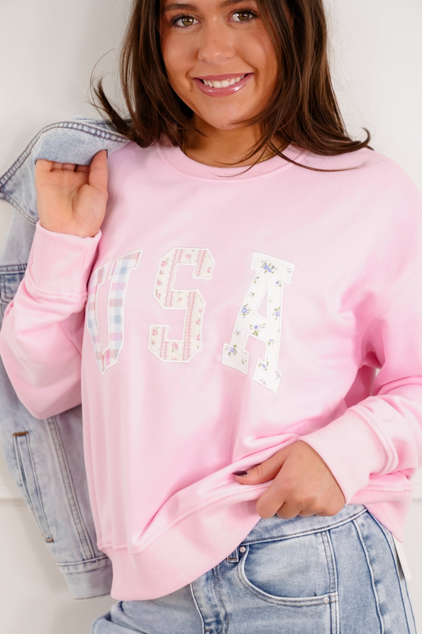 Long Sleeve Patchwork USA Pullover