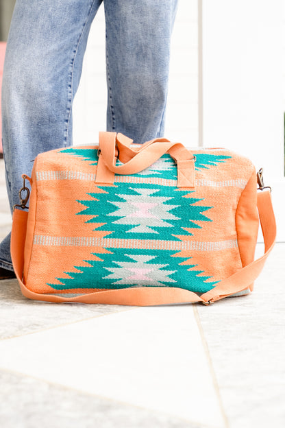 Orange, Green & Pink Aztec Duffel
