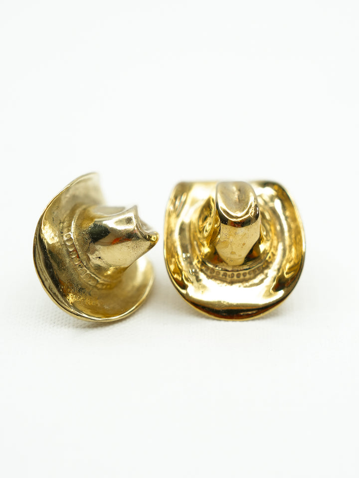 BOHO SOL Brass Cowboy Hat Earrings