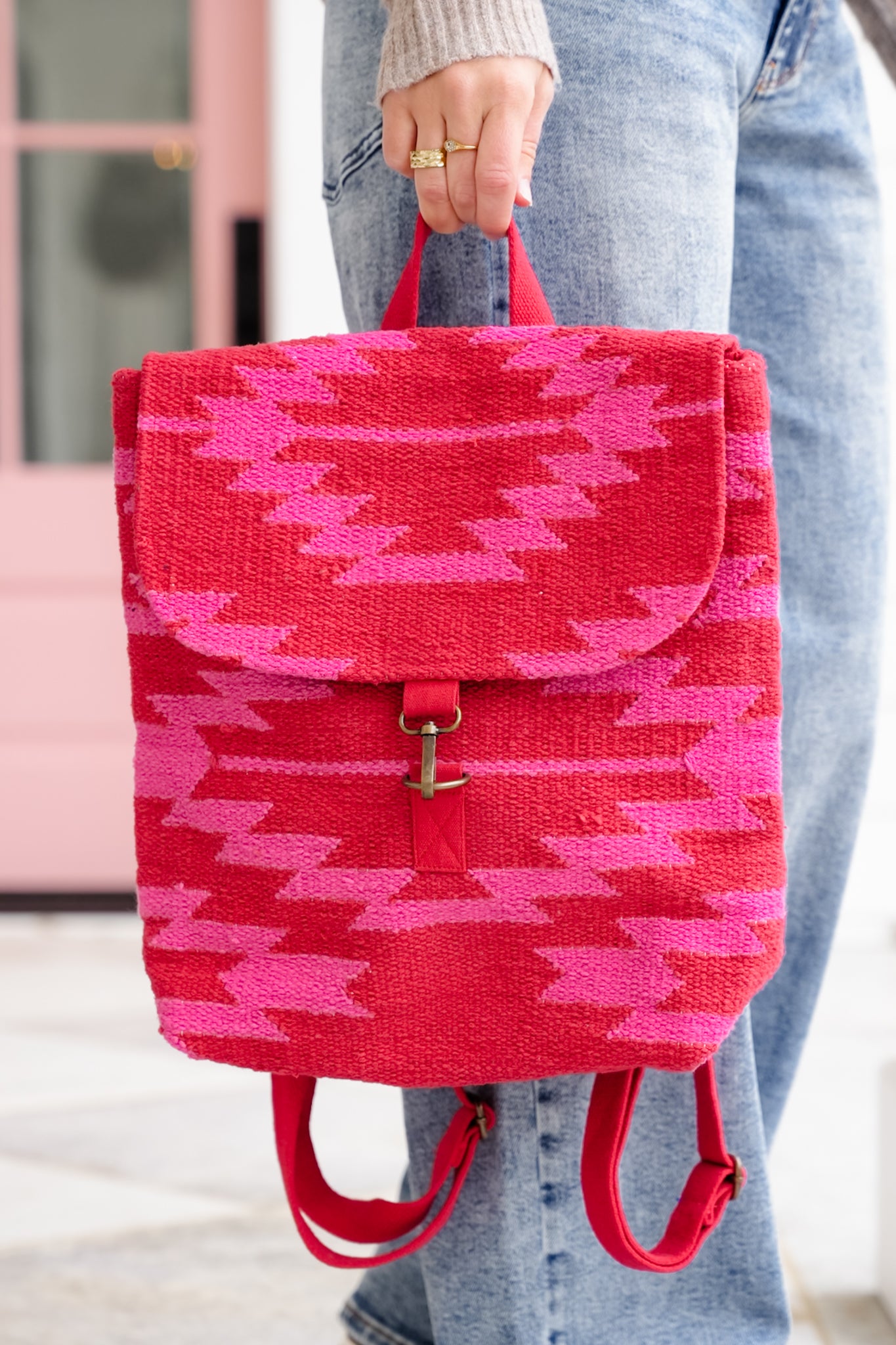 Red & Pink Aztec Backpack