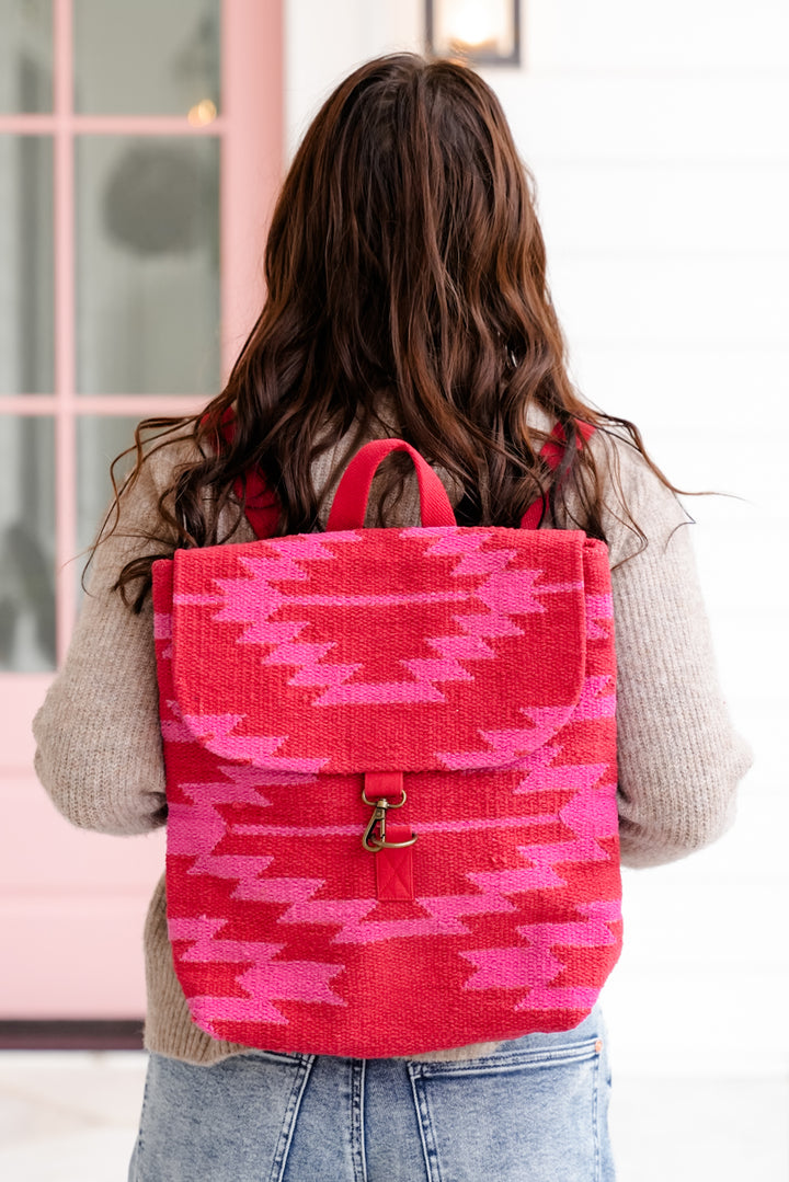 Red & Pink Aztec Backpack