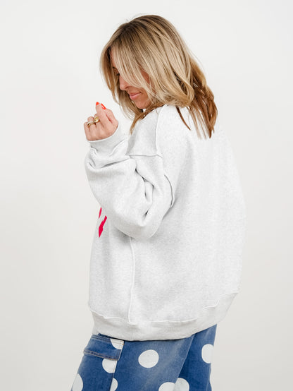 Long Sleeve Reversible Mock Neck Mississippi/MS Graphic Sweatshirt - Freckled Poppy