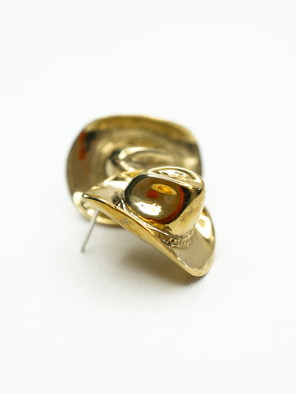 BOHO SOL Brass Cowboy Hat Earrings