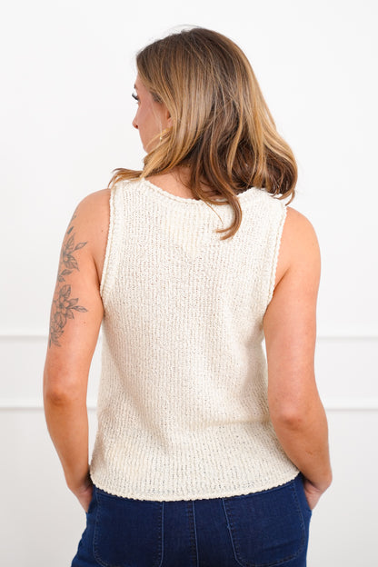 Ivory Textured Sweater Tank Top