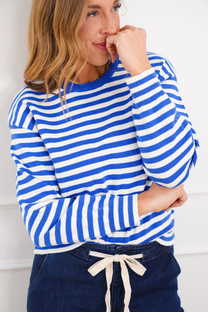 Striped Long Sleeve Crewneck Pullover Sweater