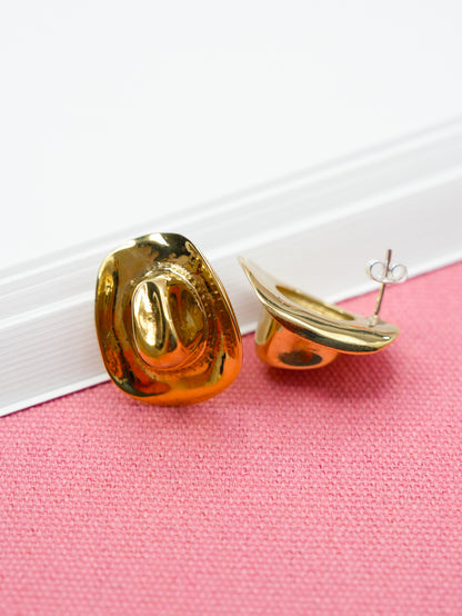 BOHO SOL Brass Cowboy Hat Earrings