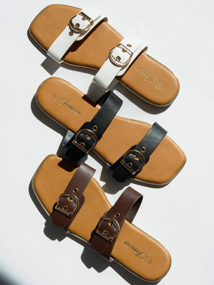 Double Buckle Strap Slide Sandal