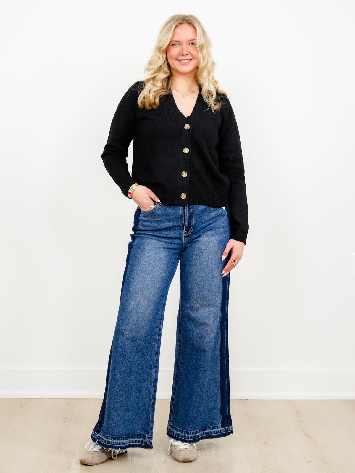 Solid Long Sleeve V-Neck Button Down Cardigan