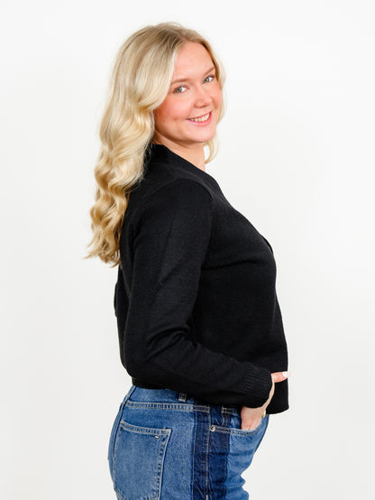 Solid Long Sleeve V-Neck Button Down Cardigan
