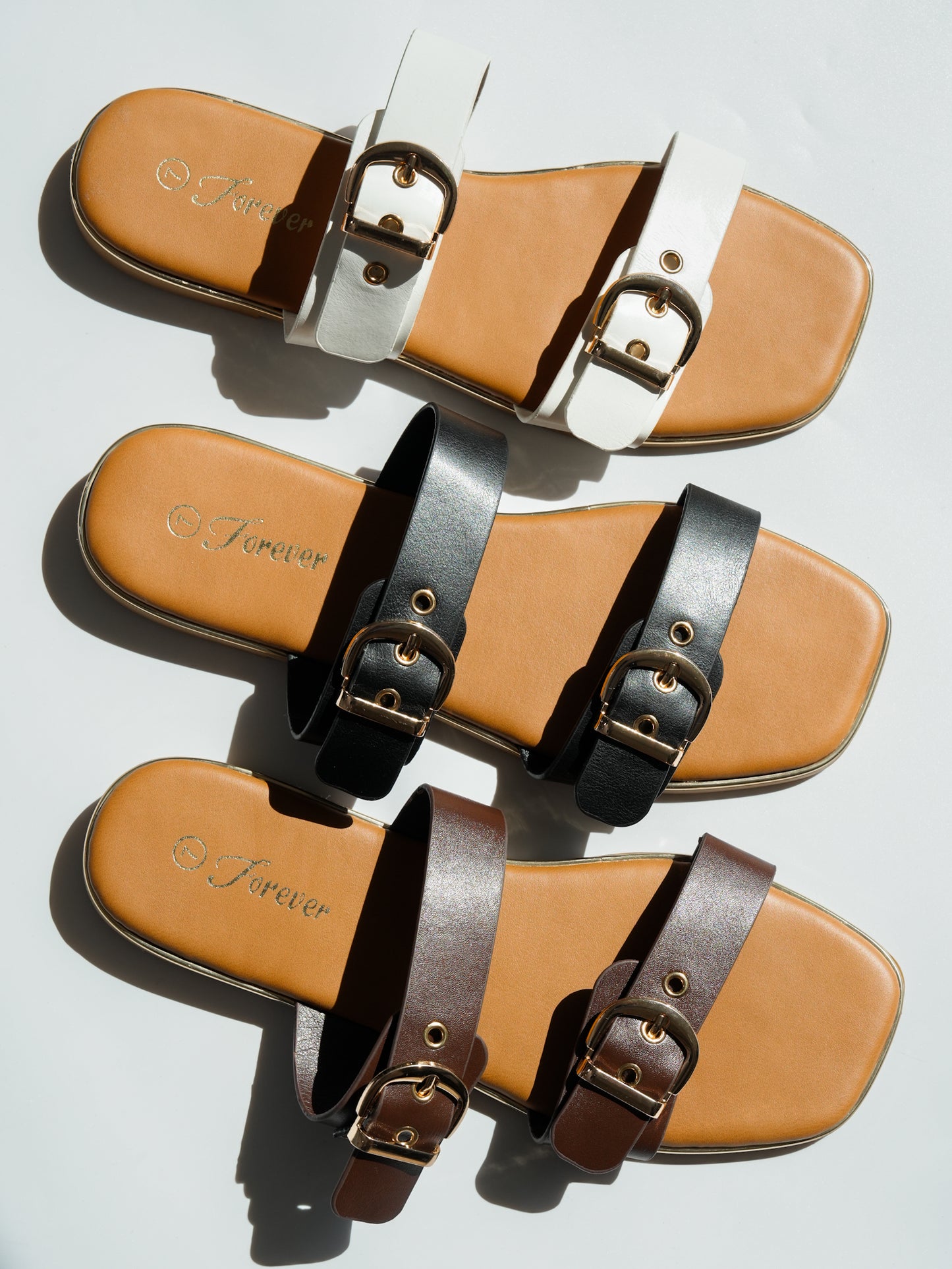 Double Buckle Strap Slide Sandal