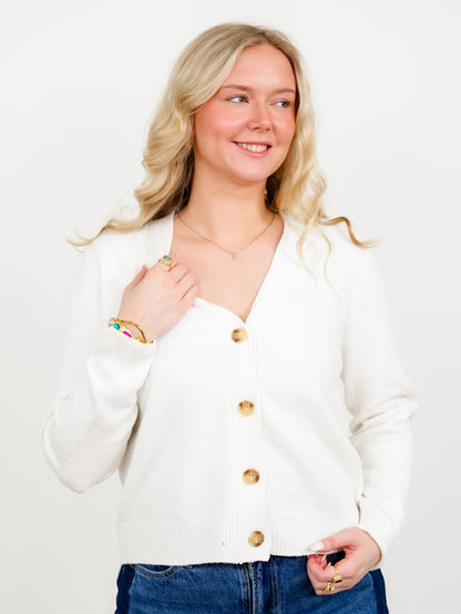 Solid Long Sleeve V-Neck Button Down Cardigan