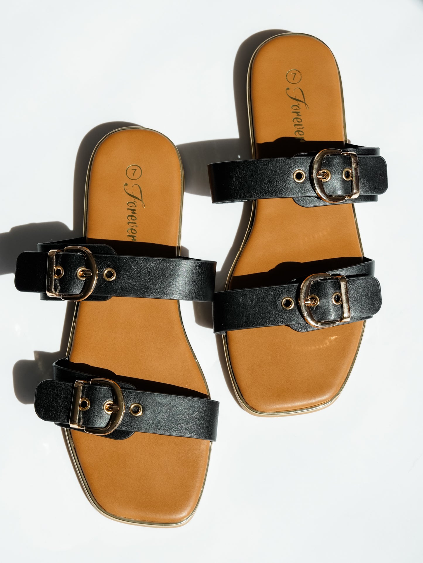 Double Buckle Strap Slide Sandal