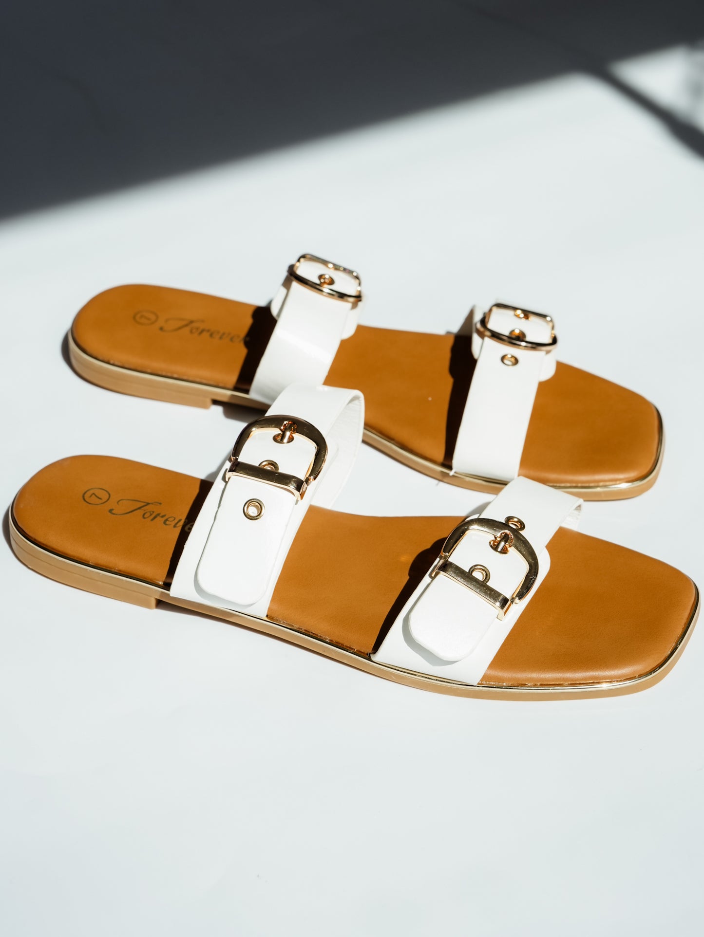 Double Buckle Strap Slide Sandal