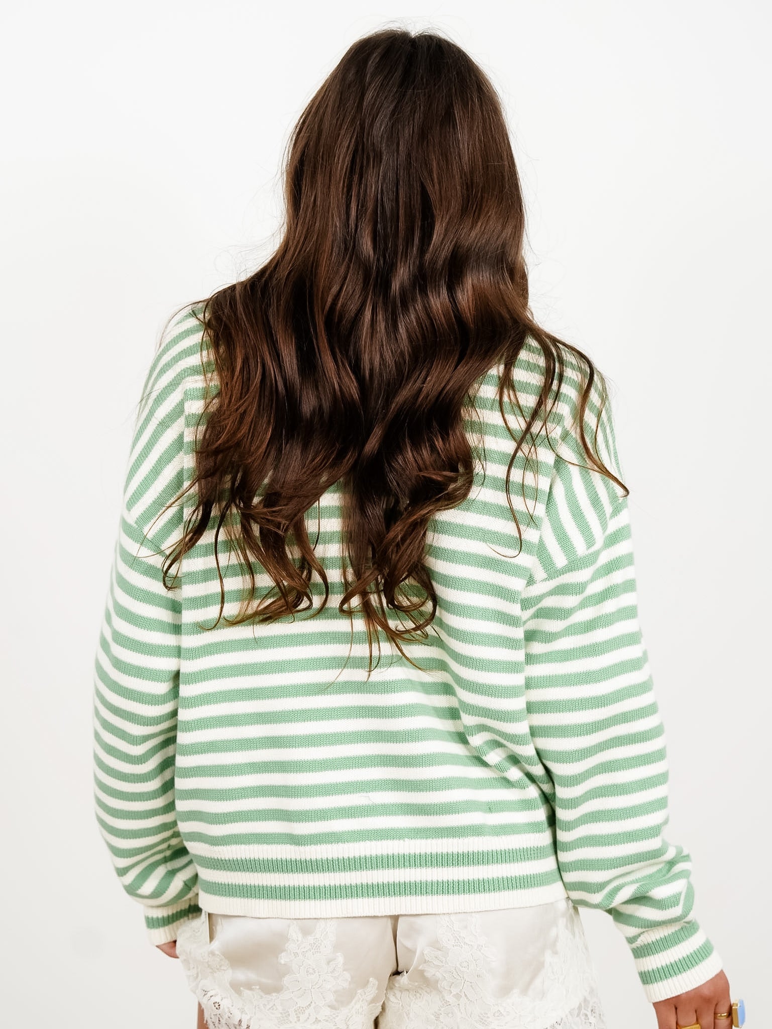 Stripe Long Sleeve Pullover Sweater with Embroidered Fish - Freckled Poppy