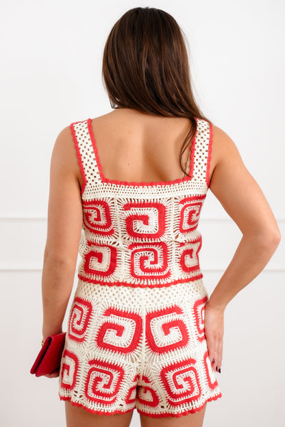 POL Crochet Sleeveless Crop Top