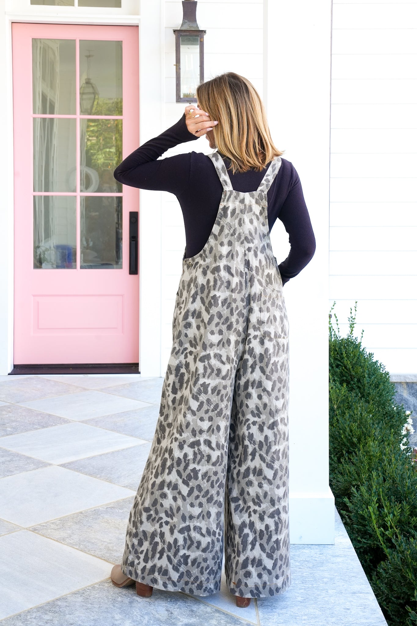 Plus/Reg Leopard Wide Leg Jumpsuit