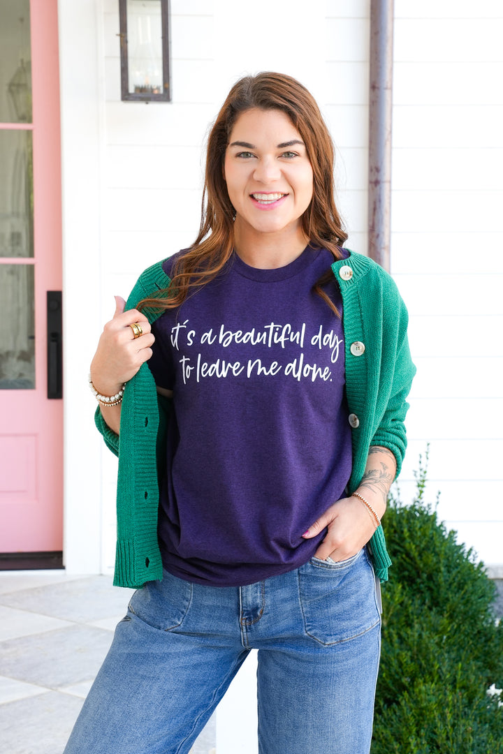 Plus/Reg Short Sleeve "It's A Beautiful Day To Leave Me Alone" Graphic Tee