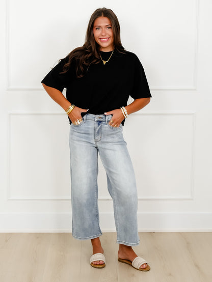 Solid Short Sleeve Crew Neck Sweater