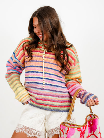 Restock! Multi Color Stripe Long Sleeve Pullover Sweater