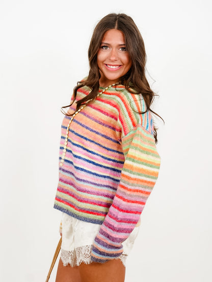 Restock! Multi Color Stripe Long Sleeve Pullover Sweater