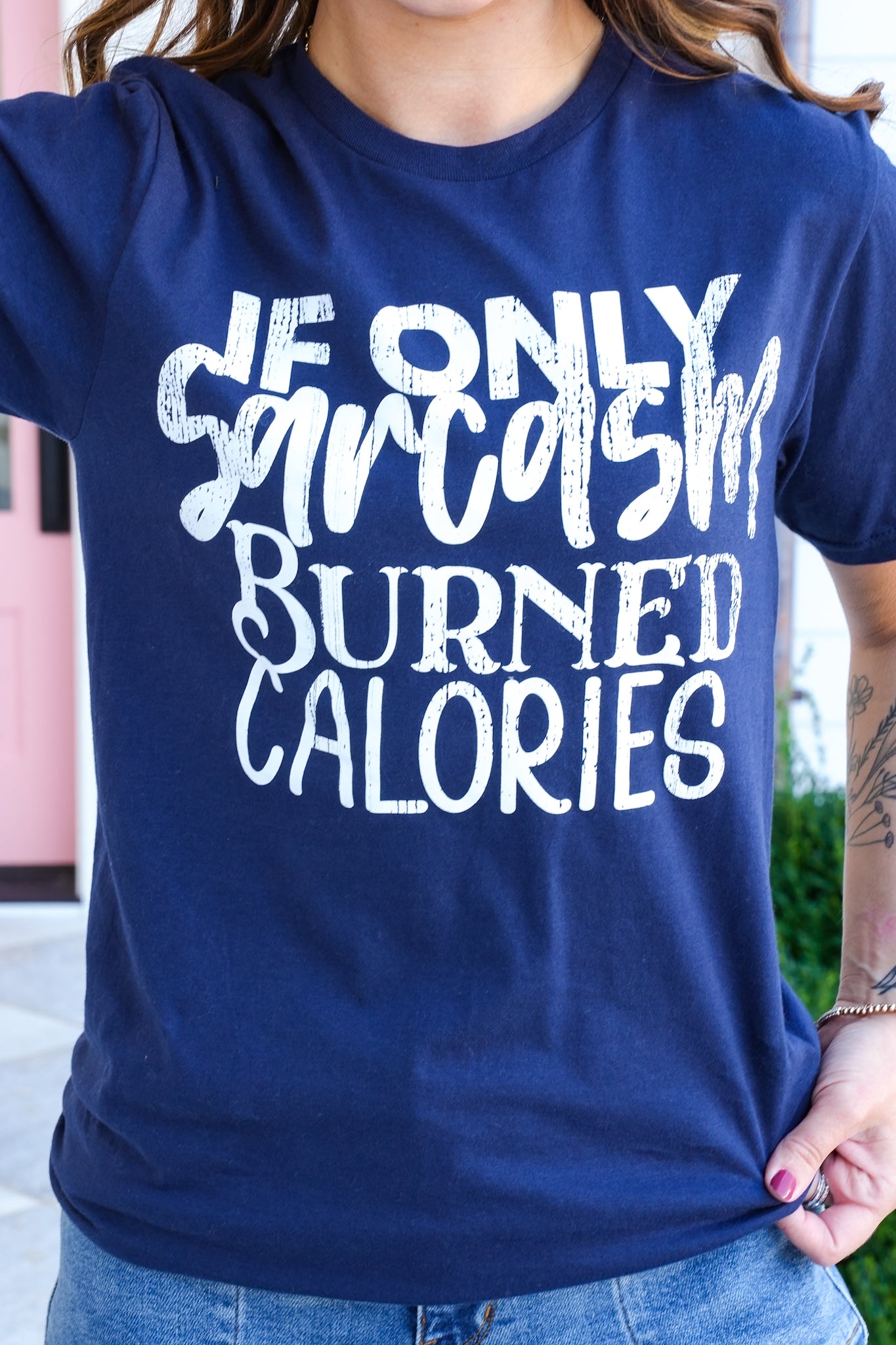 Plus/Reg Short Sleeve "If Only Sarcasm Burned Calories" Graphic Tee