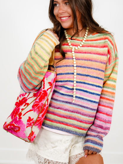 Restock! Multi Color Stripe Long Sleeve Pullover Sweater