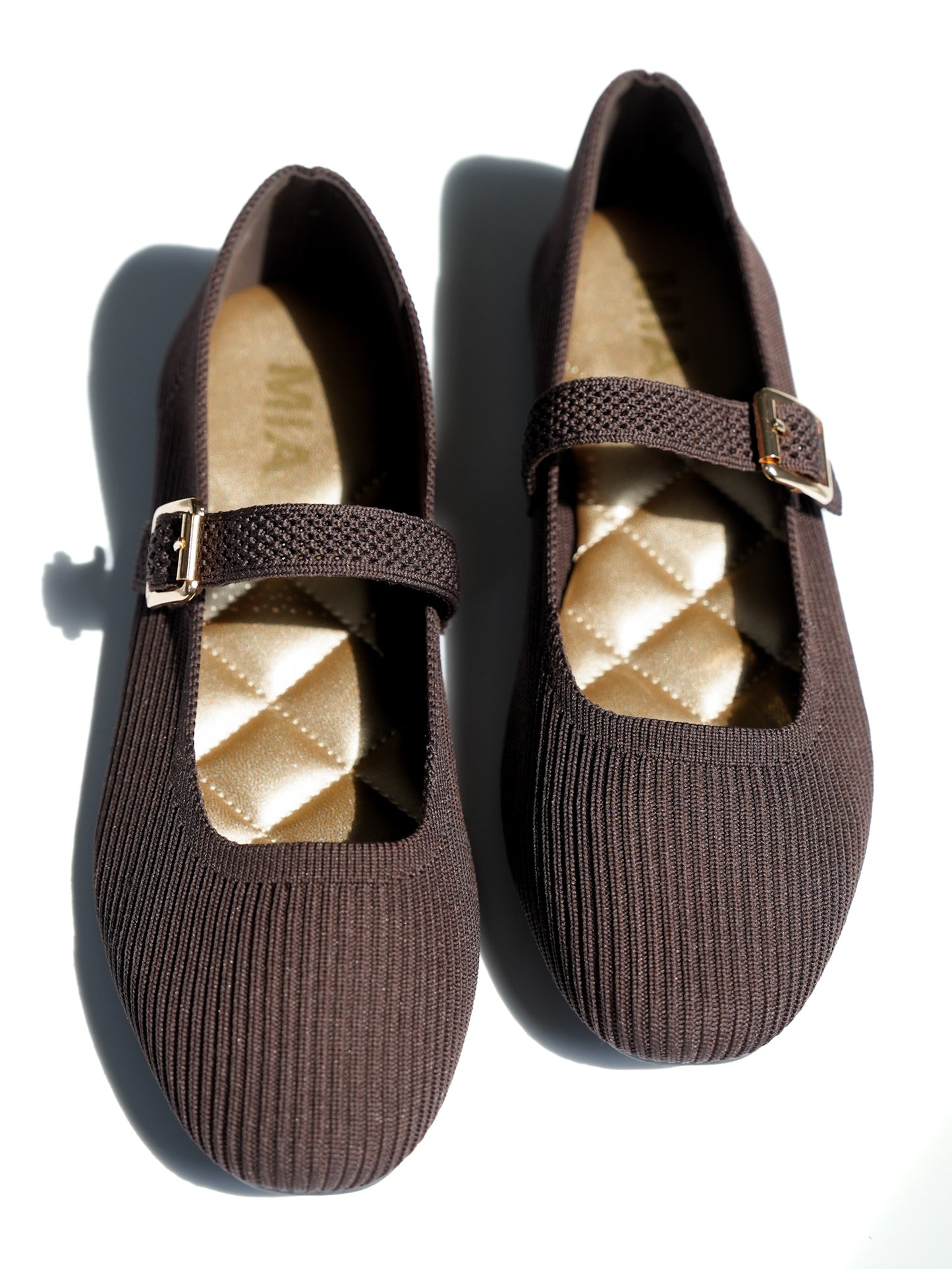 MIA Ribbed Knit Mary Jane Ballet Flats - Freckled Poppy