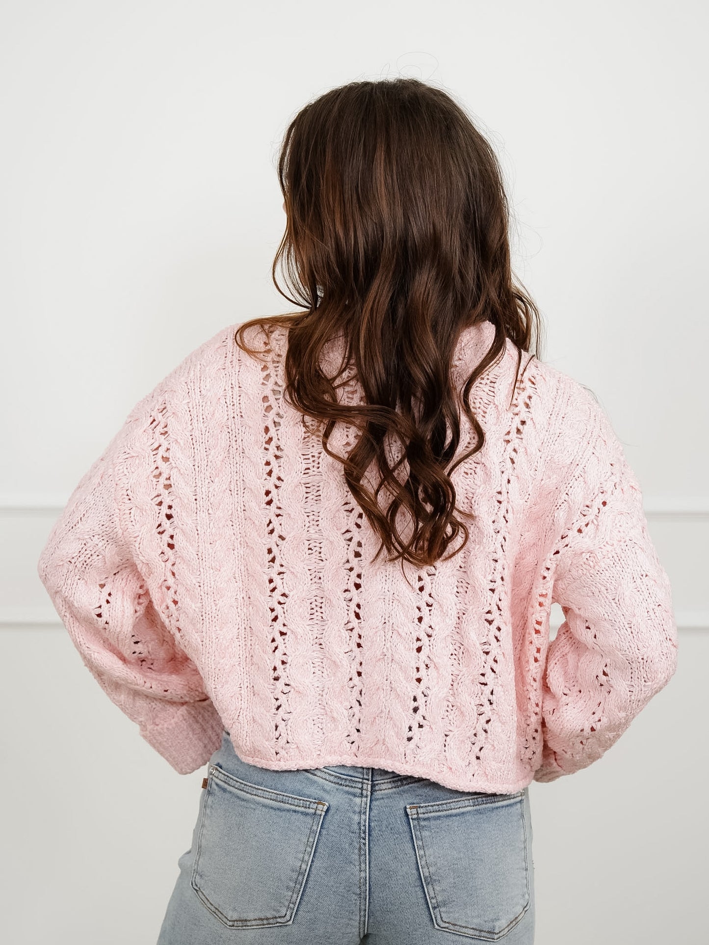 Textured Knit Long Sleeve Half Button Up Sweater