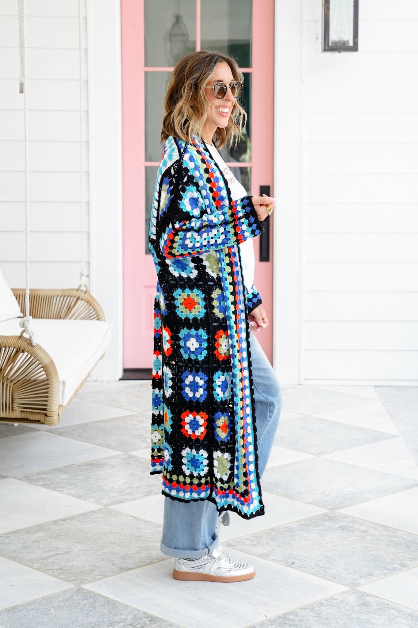 Restock! POL Multi Color Crochet Open Cardigan