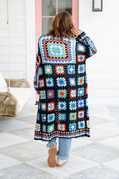 Restock! POL Multi Color Crochet Open Cardigan