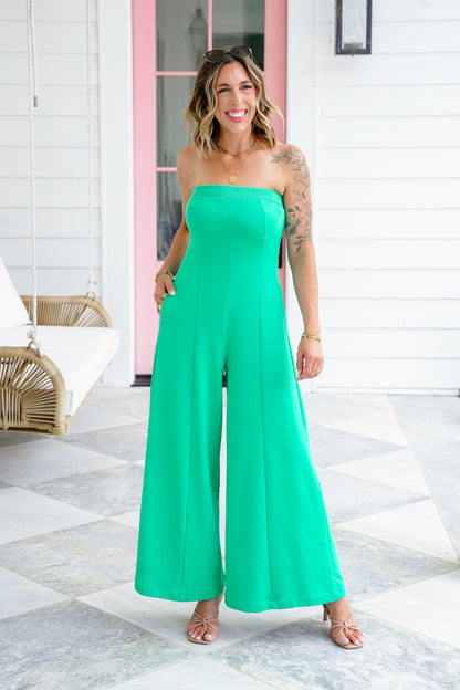 Plus/Reg Sleeveless Wide Leg Knit Jumpsuit