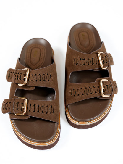 MIA Vegan Suede Double Strap Platform Slide Sandal - Freckled Poppy