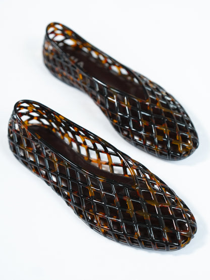 MIA Tortoise Jelly Cage Slip On Flat Shoes